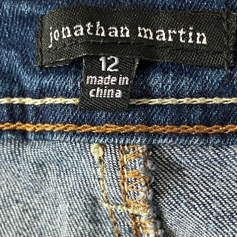 JONATHAN MARTIN Cuffed Capri Denim Jeans SIZE 12 Blue Stretch - Picture 9 of 10